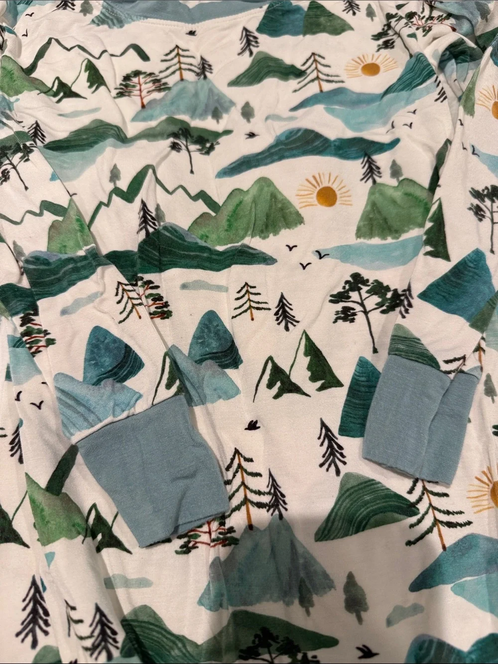 Little Sleepies Mountain & Sun Pajama Set - Blue, Green, Yellow